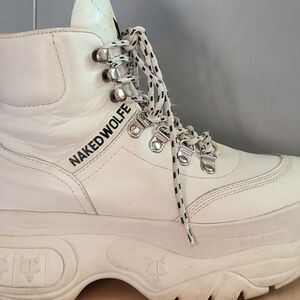 Naked Wolfe Women's White Lace Up Boots